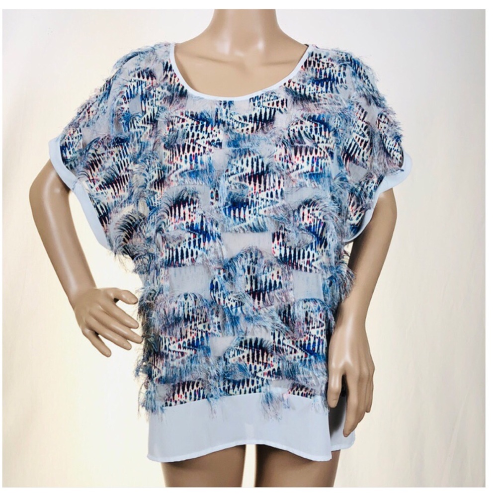 Marc New York by Andrew Marc Blue Feather Tops